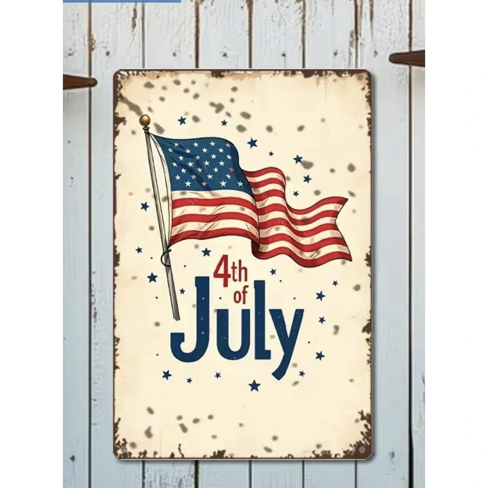 New 4th Of July Garage Tin Metal Signs Home Décor 8x12 Patriotic Den Porch